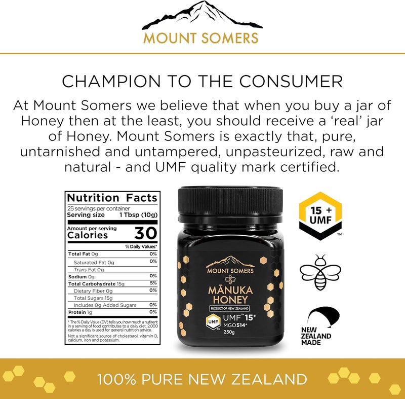 Mount Somers Manuka Honey UMF 15+ 250g - Image 2